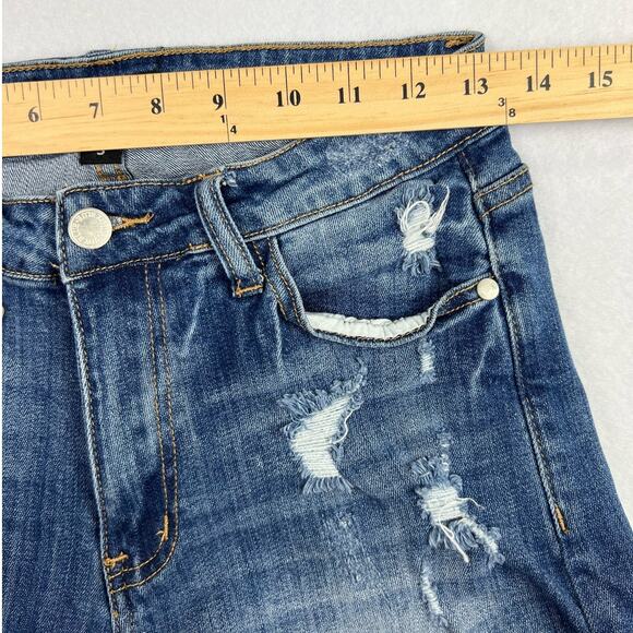 EUC Judy Blue Denim Jean Shorts Women S High Waist Distressed Cuffed - Picture 6 of 9